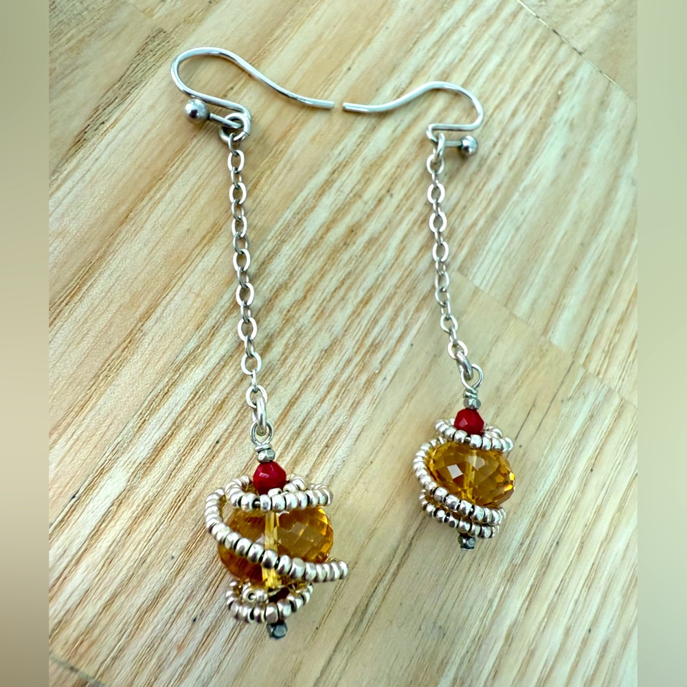 925 Sterling silver dangle drop earrings on hooks